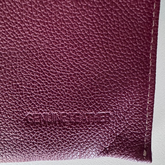 NWoT Genuine Leather Brown Wristlet Clutch Wallet, Zipper Striped Satin Interior - Picture 11 of 12